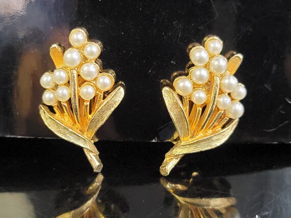 Antique delicate cluster small pearl earrings,sma… - image 8