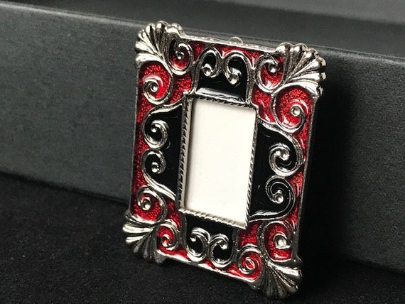 Burgundy Picture Frame Brooch Pin, Mother's day g… - image 5