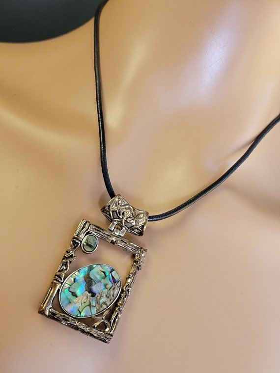 BEST abalone geometric pendant necklace,abalone s… - image 3