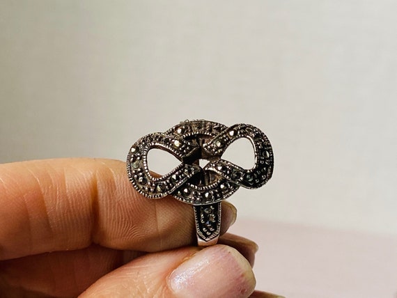 Antique Infinity 925 Silver Ring,Infinity stone r… - image 1