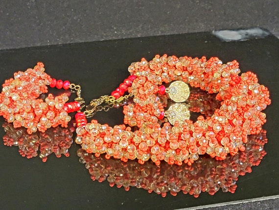 Coral 3 AB crystal matching jewelry set,matching … - image 6