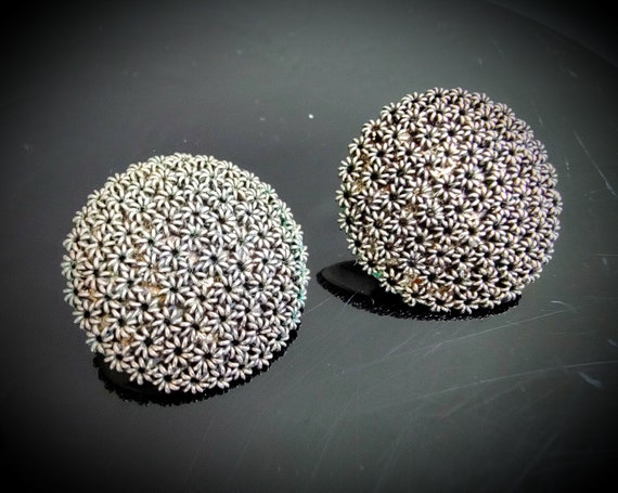 Small cluster flower sterling silver earrings,ste… - image 1
