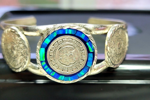 Abalone shell sterling silver cuff bracelet, 925 … - image 3