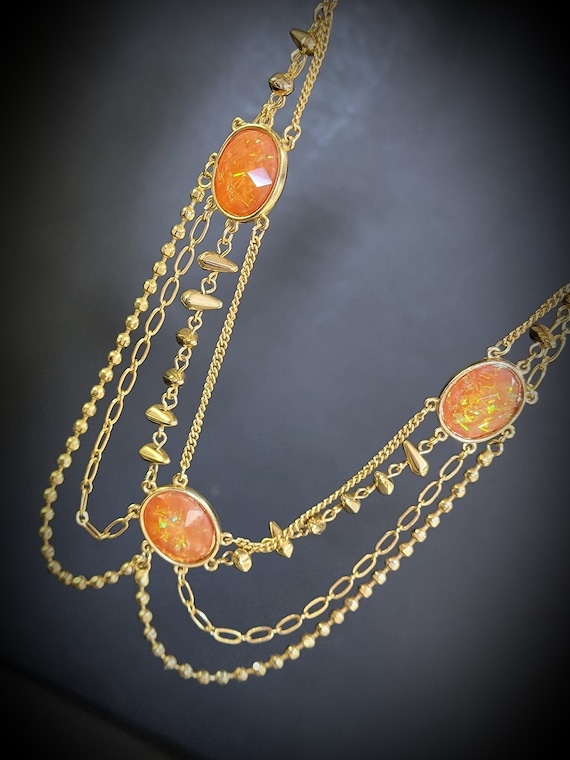 Robert Rose orange opal statement necklace,Yellow… - image 1