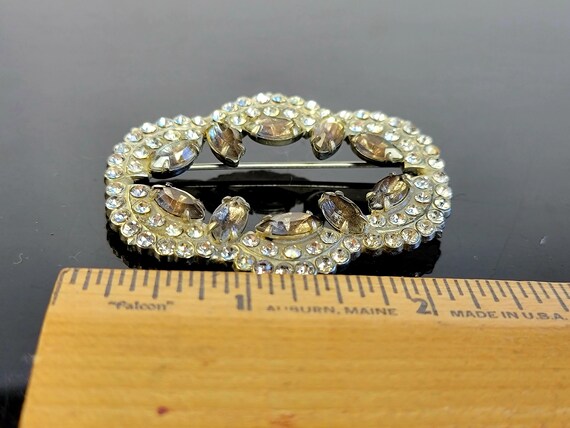Large Openwork Crystal brooch with champagne ston… - image 9