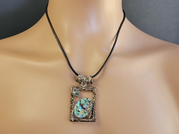 BEST abalone geometric pendant necklace,abalone s… - image 4