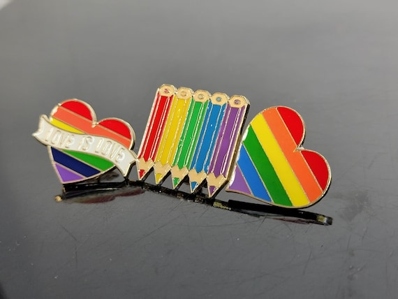 Rainbow Heart Pride Enamel Pin Set of 3, LGBTQ+ Accessories
