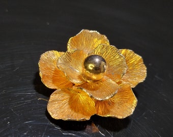 Grande broche rose fleur en or, broche robe en perles, broche fleur pierres dorées, cadeau arrière grand-mère