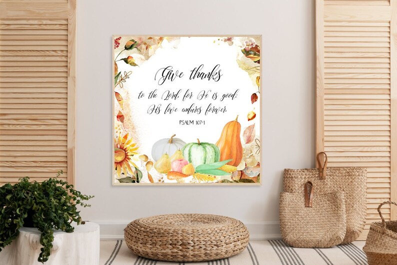 Give Thanks to the Lord Printable Bible Verse Scripture - Etsy
