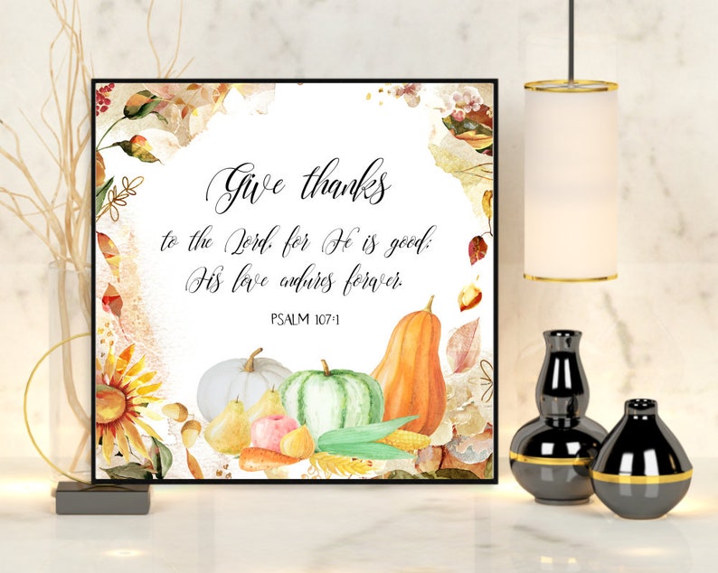 Give Thanks to the Lord Printable Bible Verse Scripture - Etsy