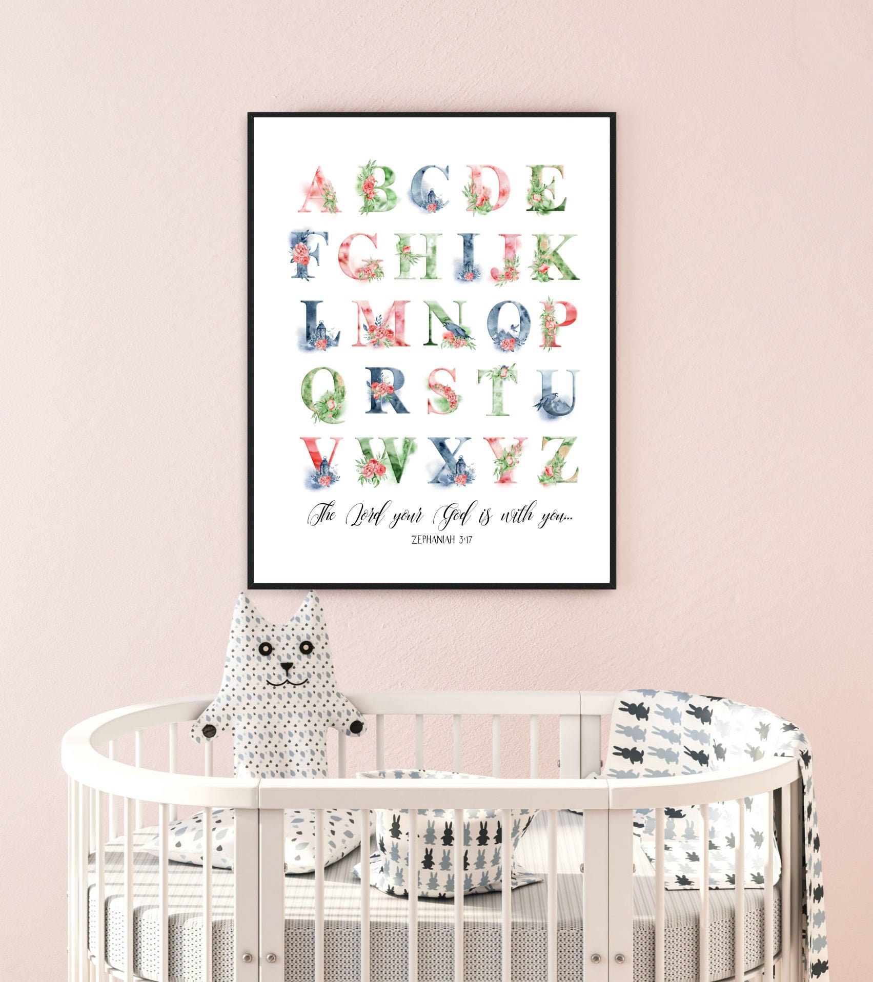 Alphabet Print Nursery Wall Art Alphabet Letters Etsy