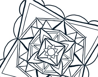 Zoomed in, pointed, symmetrical coloring page