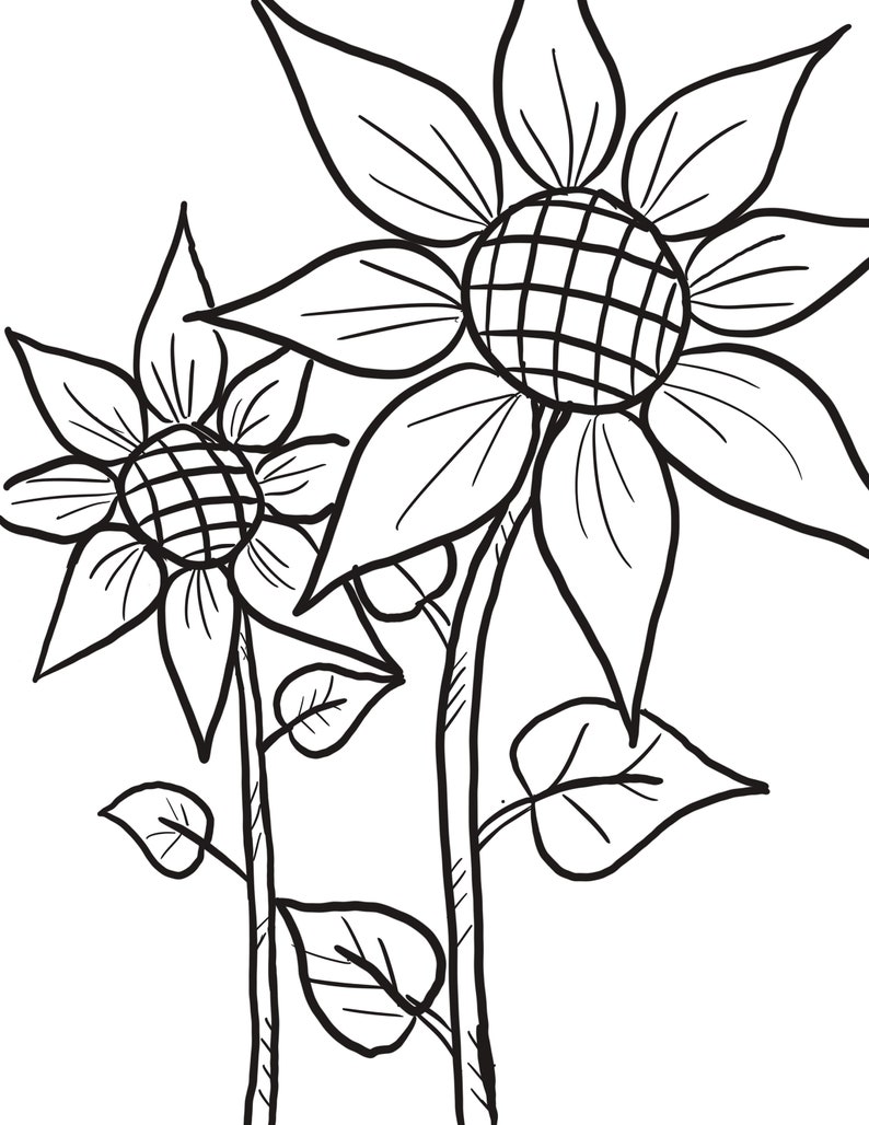 Double sunflower coloring page image 1