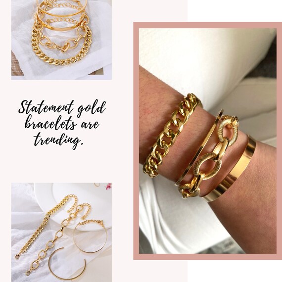Chunky Gold Bracelet Women | Bracelet Gold Color Women | Bracelet Fashion  Jewelry Gold - Bracelets - Aliexpress