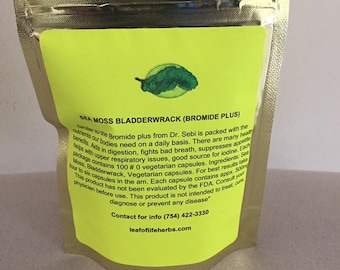 Sea Moss Bladderwrack Capsules: 100 Vegetarian Capsules