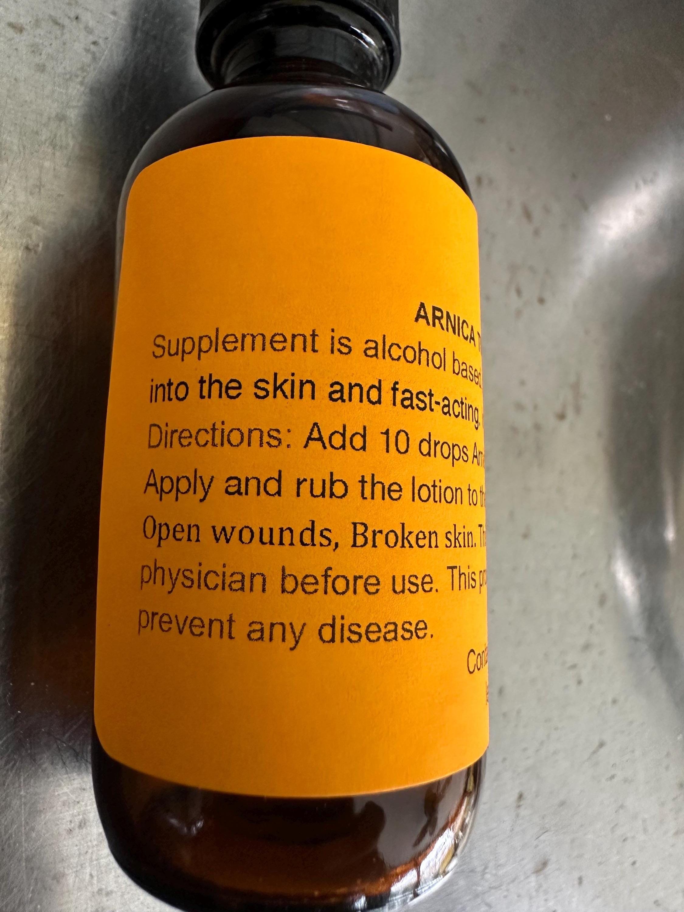 Arnica Tincture in 2 oz dropper bottle