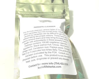 Parasite cleanser organic and wildcrafted  alkaline herbs ingredients in #0 vegetarian capsules