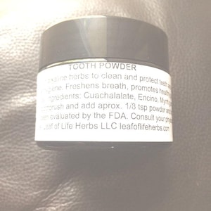 New Improved Alkaline Tooth Powder natural herbs ingredients. No chemicals Formulated to clean mouth for healthy gums teeth fresh breath
