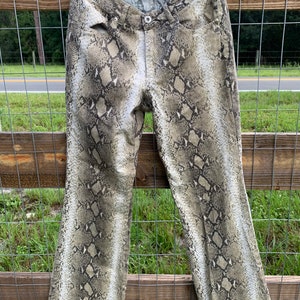 Vintage Allan Schwartz Snakeskin Print Flare Pants