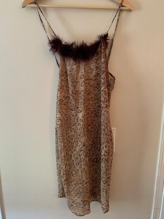 Vintage Feather And Cheetah Print Slip Dress - image 5