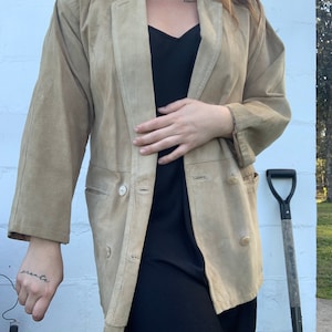 Vintage Beige Suede Blazer Jacket