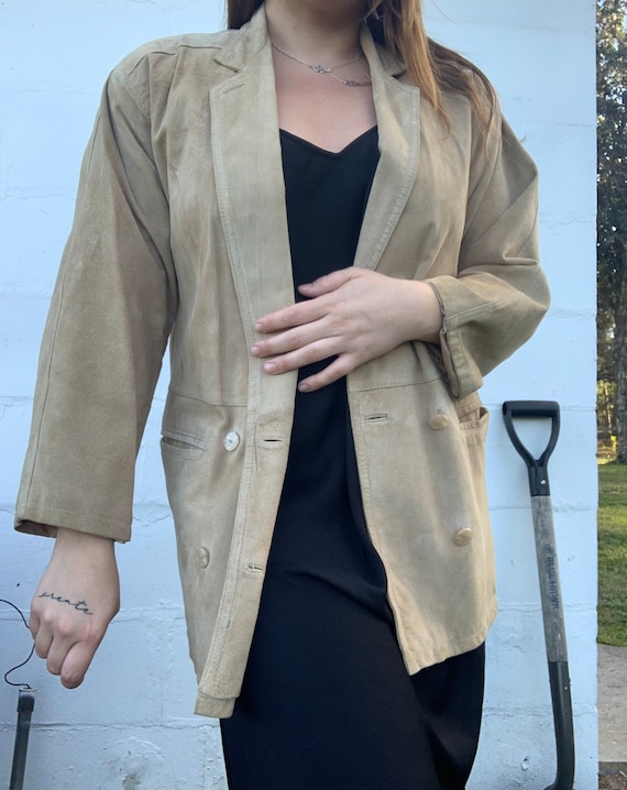 Vintage Beige Suede Blazer Jacket