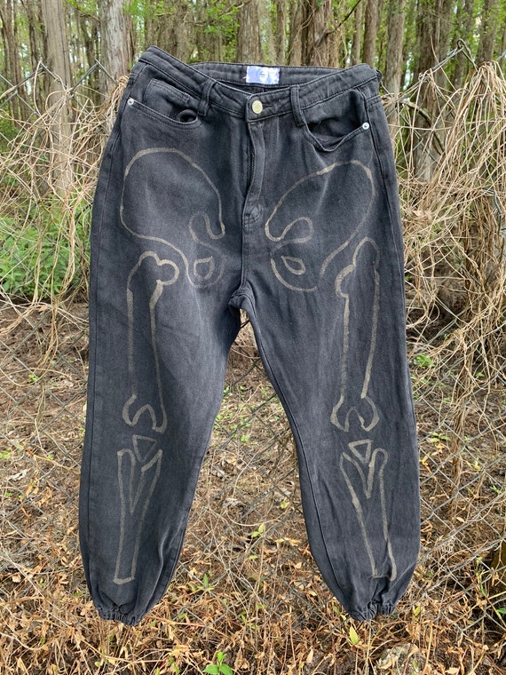 Custom Painted Skeleton Jeans - image 1