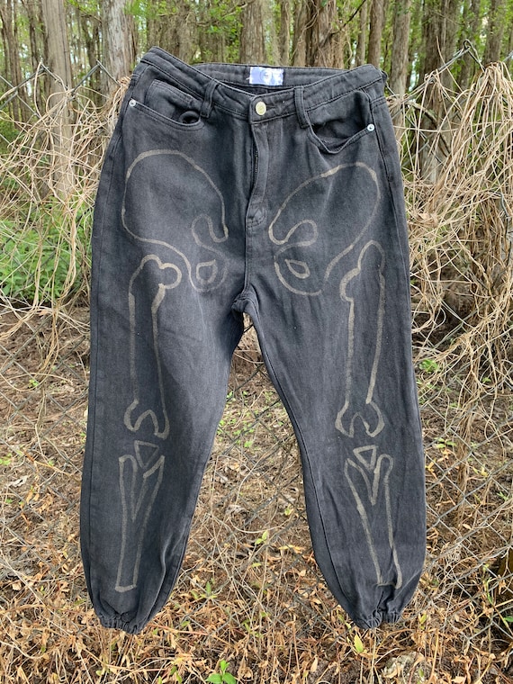 Custom Painted Skeleton Jeans - image 1