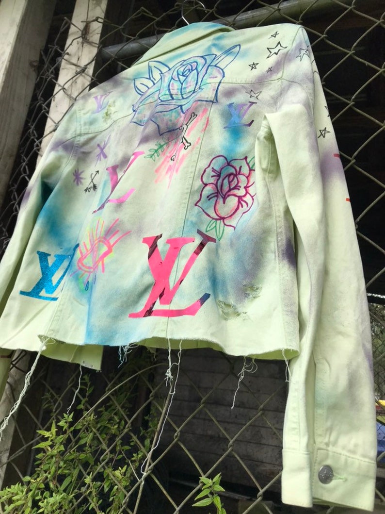 Hand painted distressed denim jacket