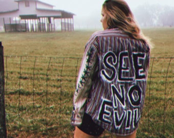 See No Evil Hand Painter Vintage Tommy Hilfiger Button Up