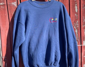 Broderad golftröja med rund halsringning i vintage-stil