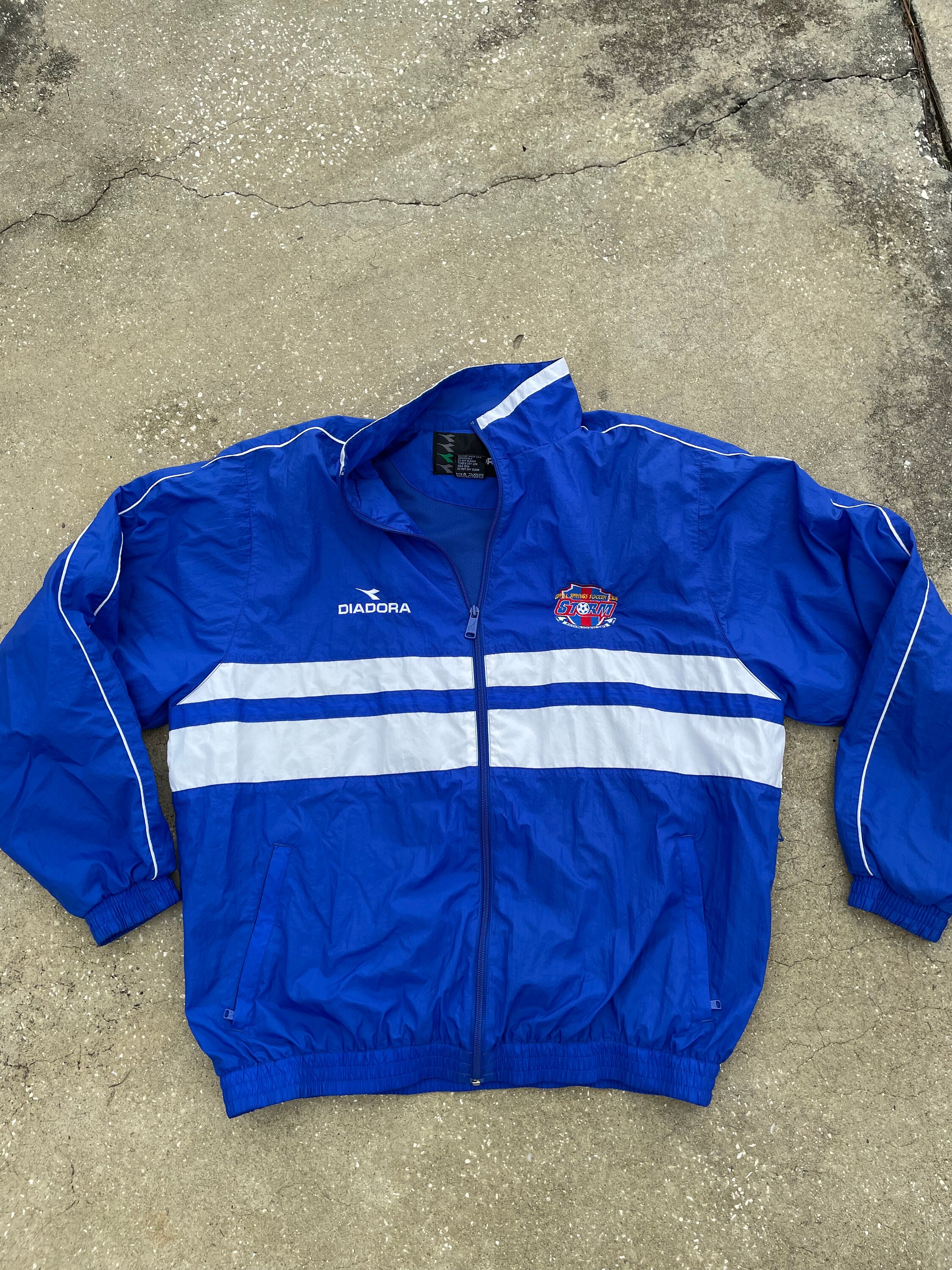 Veste Coupe-vent Diadora Vintage - Taille S, Légère, Fermeture éclair Complète, Style Football Années 90