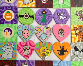 Original mini spooky paintings | Bundle Deal: 1 magnet for 10, 2 magnets for 15, 3 magnets for 19 | halloween art, mini magnetic paintings