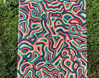 Trippy hearts painting, Canvas Wall Art, Hand-painted, Wall Decor, Trippy Art, Psychedelic Art