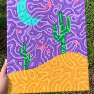 Cactus Painting, Wall Art, Hand-painted, Canvas Wall Art, Wall Decor, Original Art