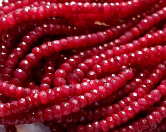 15/23/31 Pcs NATURAL RUBY 3-4MM Faceted Rondelle Beads, Natural Ruby Beads, Faceted Ruby Rondelle, Get 70% Off Bridal Jewelry Supplies Sale