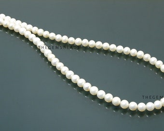 AAA+++ Quality, Natural Fresh Water Pearl Necklace, Natural White Pearl Round Beads Necklace, Pearl Size 6MM, Pearl Necklace for Men & Women