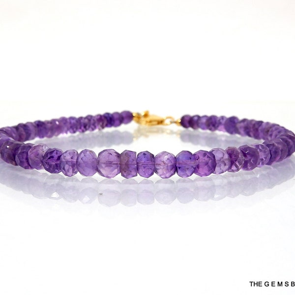 Bracelet améthyste - Bracelet améthyste africain naturel le plus fin, bracelet améthyste Dainty, bracelet de pierre de naissance de février, bracelet en pierre violette