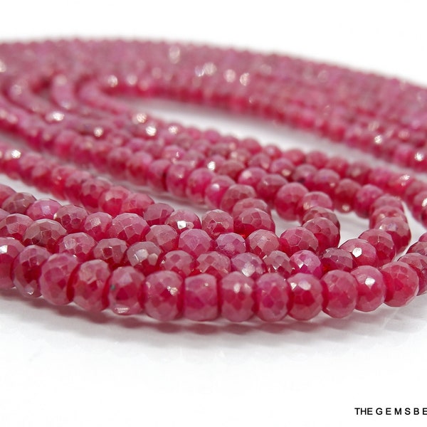 Natural Ruby Beads 4MM to 5MM Nicely Faceted Pigeon Blood Fine Ruby Beads, Get 70% Off Bridal Jewelry Supplies Sale.