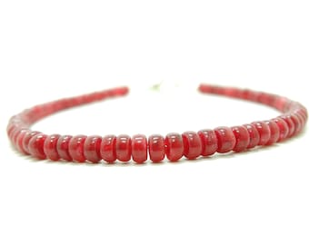 NATURAL RUBY BRACELET, Dainty Natural Genuine Red Ruby Delicate Bracelet, Ruby Smooth Beads Bracelet - July Birthstone, Christmas Gift, Gift