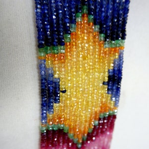 Star Design Natural Multi Sapphire Faceted Beads - Emerald,Ruby,Blue Sapphire,Yellow Sapphire Shaded Beads Necklace - Multi Stone necklace.