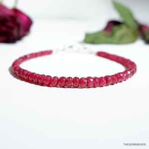 Natural Ruby Bracelet, Natural Ruby Women Bracelet, Handmade Ruby Beads Bracelet, July Birthstone,  Healing Meditation Protection Bracelet.