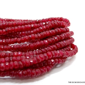 499.45 CTS Enhanced Ruby Faceted Beaded Necklace Strand – 20" – JaipurJewels
