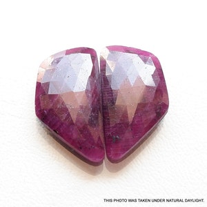 RUBY ROSE CUT Slice, 29mm Match Pair, Natural Ruby Rose Cut Slice Cabochon, Highly Polished Ruby, Rose Cut Ruby Slice, 43 Cts, Flat 70% Off.