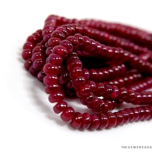 Ruby Beads, Finest Quality Ruby Beads, Natural Ruby Smooth Rondelles Beads, Natural Earth Mined Ruby Beads, Size 2mm to 3mm, 7" Inch Strand.