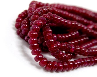 Natural Mozambique Ruby Beads Necklace - Natural Ruby 2.5MM to 4.5MM beads - Natural Mozambique Ruby Jewelry 15'' Inch to 17" Inch Strands.