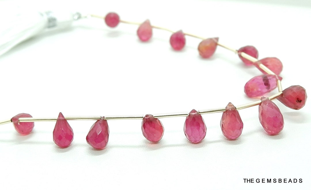 15 Pcs of RUBY BRIOLETTES, Natural Ruby Faceted Briolettes, Natural ...