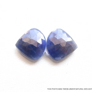NATURAL BLUE SAPPHIRE Rose Cut Slice, Blue Sapphire Faceted Slice Cabochon, Match Pair Blue Sapphire, Heart Shape Sapphire, Get 70% Off Sale