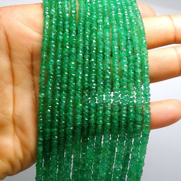FINEST NATURAL EMERALD Beads, Natural Zambian Emerald faceted Beads, Emerald Beads, size 3mm to 5.5mm, Graduated Emerald Beads.