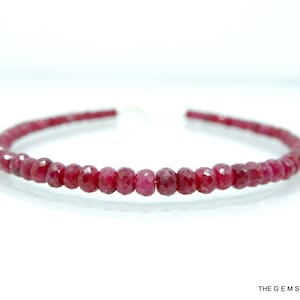 Dainty Natural Genuine Red Ruby Delicate Bracelet Beaded Ruby Bracelet 925 Sterling Silver - July Birthstone Bracelet Christmas Gift for Her